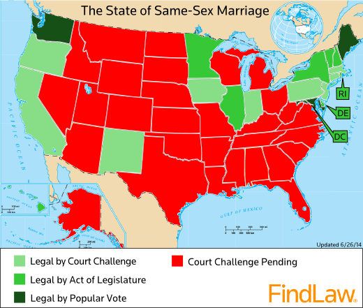 The State of Same-Sex Marriage in America (map) - FindLaw