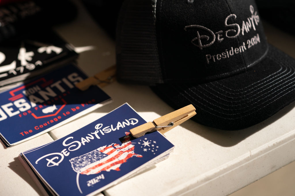 DeSantis campaign propaganda in the Disney logo style